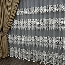 М'який фатиновий тюль з густою вишивкою №122065 крем, фото 3