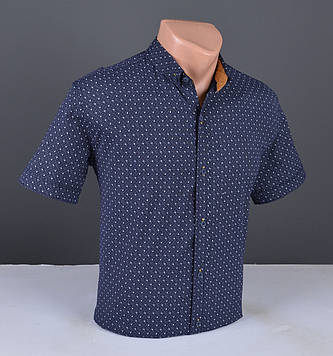 Чоловіча сорочка з коротким рукавом G-port темно-синя Туреччина 5109
