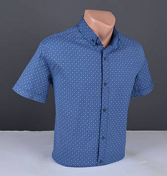 Чоловіча сорочка з коротким рукавом G-port синя Туреччина 5111