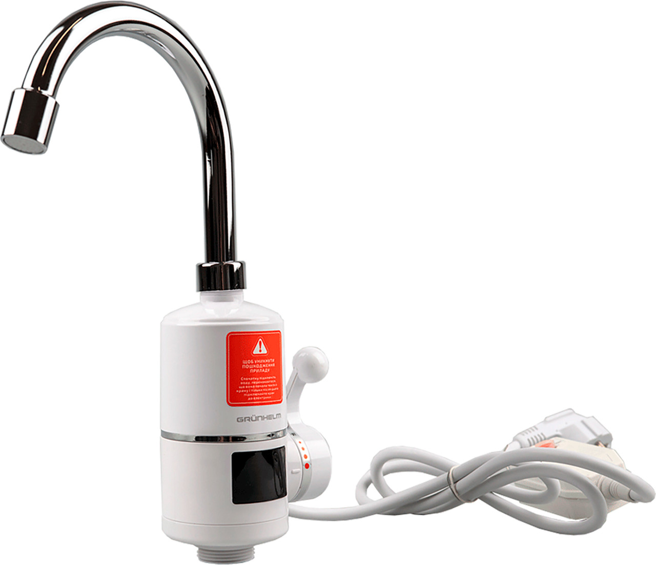 Електричний водонагрівач кран Grunhelm EWH-1X-3F-LED, фото 1