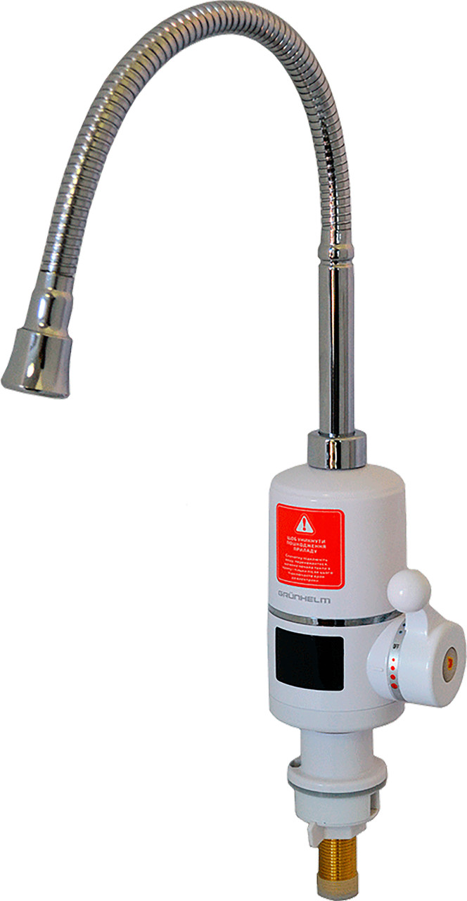 Електричний водонагрівач кран Grunhelm EWH-1X-3G-FLX-LED, фото 1