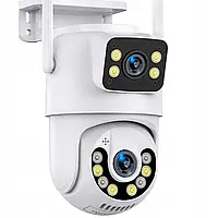 IP WiFi Камера видеонаблюдения ICSEE 2 объектива 8MP уличная поворотная вайфай BVS