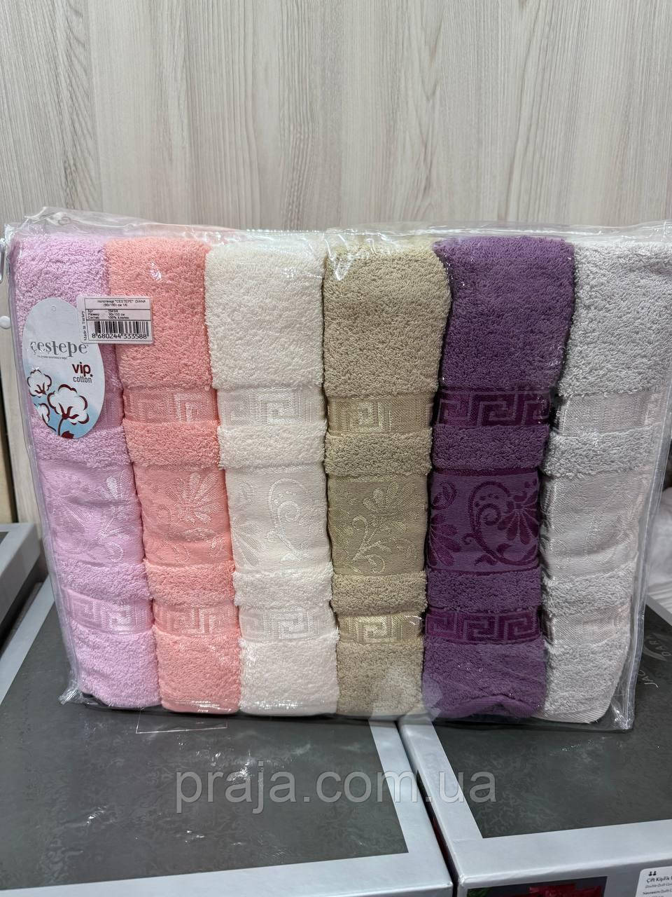 Набір 6шт махрових рушників "VIP Cotton Cestepe" 90*150 баня/сауна