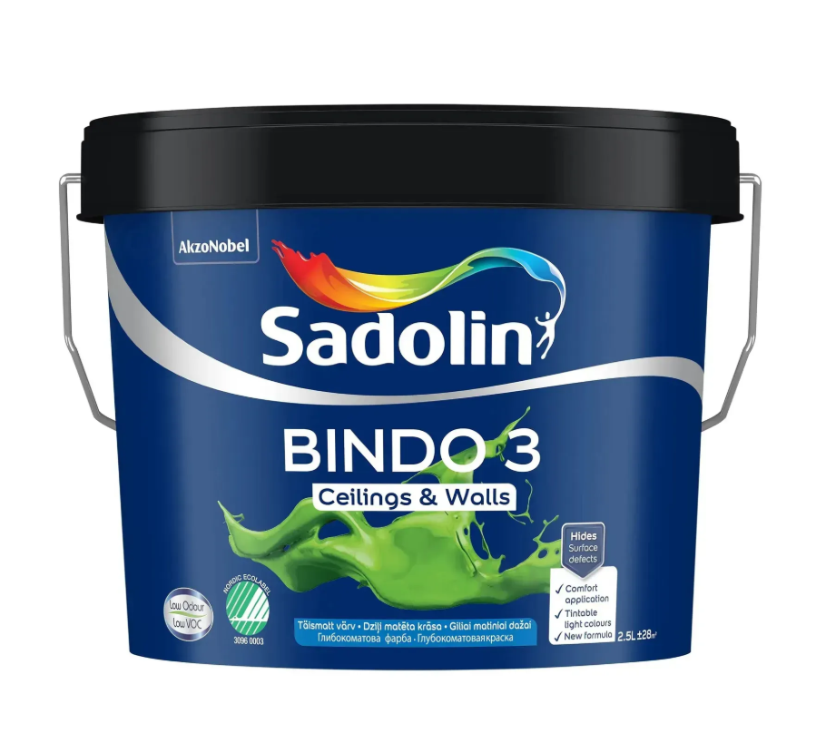 Фарба для стін та стель Sadolin Bindo 3, білий, фото 1