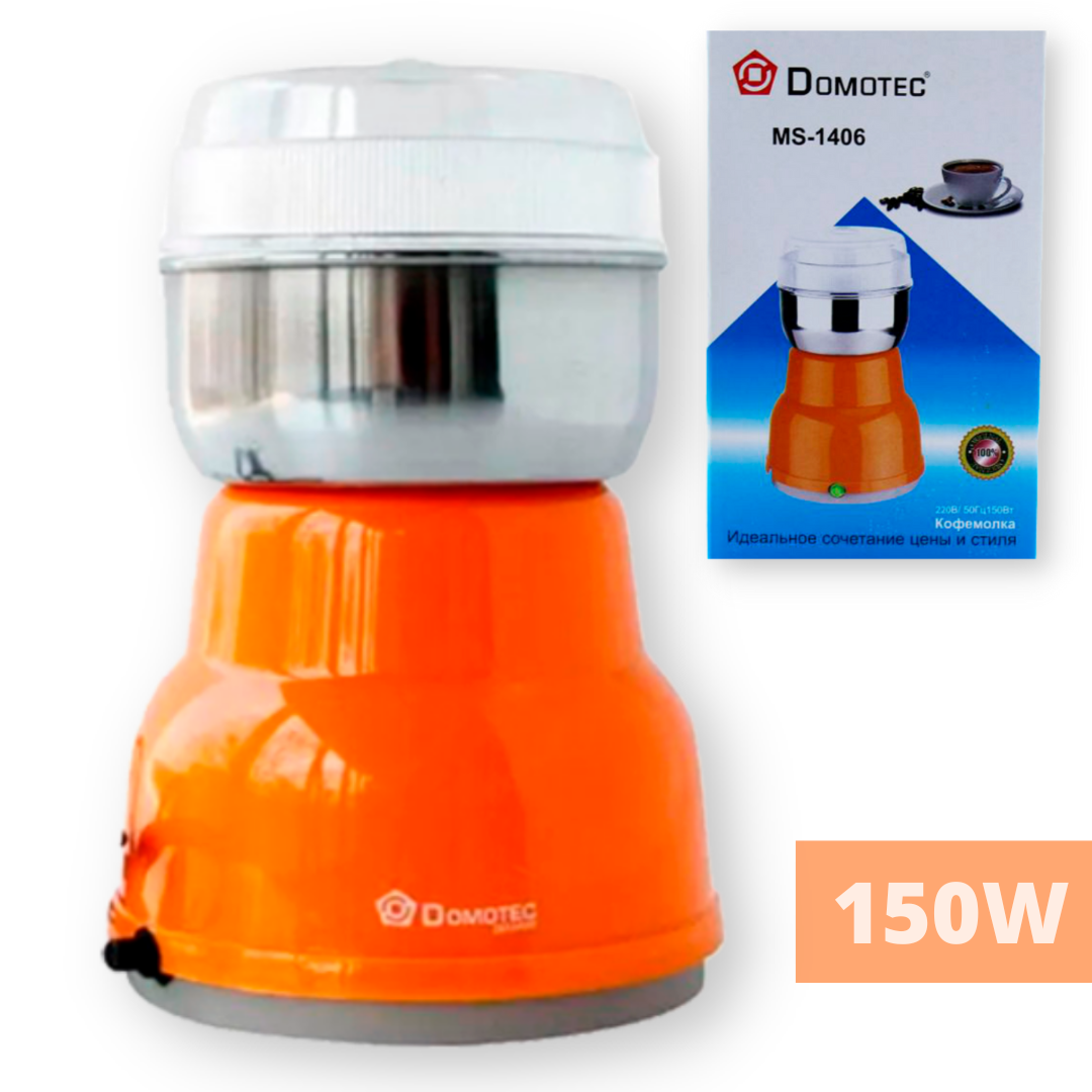 Кавомолка роторна для дому 150 г Domotec MS-1406 помаранчова 150W (lp-84398_226), фото 1