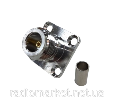 Гніздо N монтажне з фланцем, обтискне під кабель RG-58, фото 1