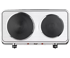 Плита електрична настільна дискова RAF 8007B на дві конфорки срібляста 2000W (24338-8007B_1146)