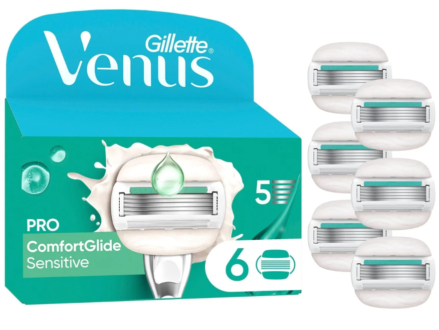Змінні касети Gillette Venus PRO Comfortglide Sensitive, на 5 лез (6шт.)