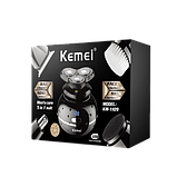 Електробритва для чоловіків роторна для вологого та сухого гоління з плаваючими головками та триммером 5в1 Kemei Km-1109, фото 3