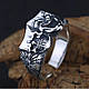 Кільце сріблясте Клоуни Добра і Зла ретро японський готичний стиль регульований IgnisFlos247, фото 2