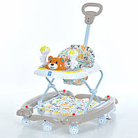 Ходунки дитячі Bambi M 3656A-S-11 (64,5*71*87 см., колеса: 8 шт, Ø7 см, стопори: 2 шт., висота: 3 положення, батьк. ручка, музика,