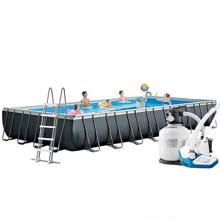 Каркасний басейн Intex 26378, 975 х 488 х 132 см (11 г/год - 10 000 л/год, драбина, тент, підстилка, набір для, фото 1