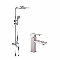 Акційний набір Lidz Kubis: Душова система 1030 Nickel + Змішувач 001F Nickel у подарунок