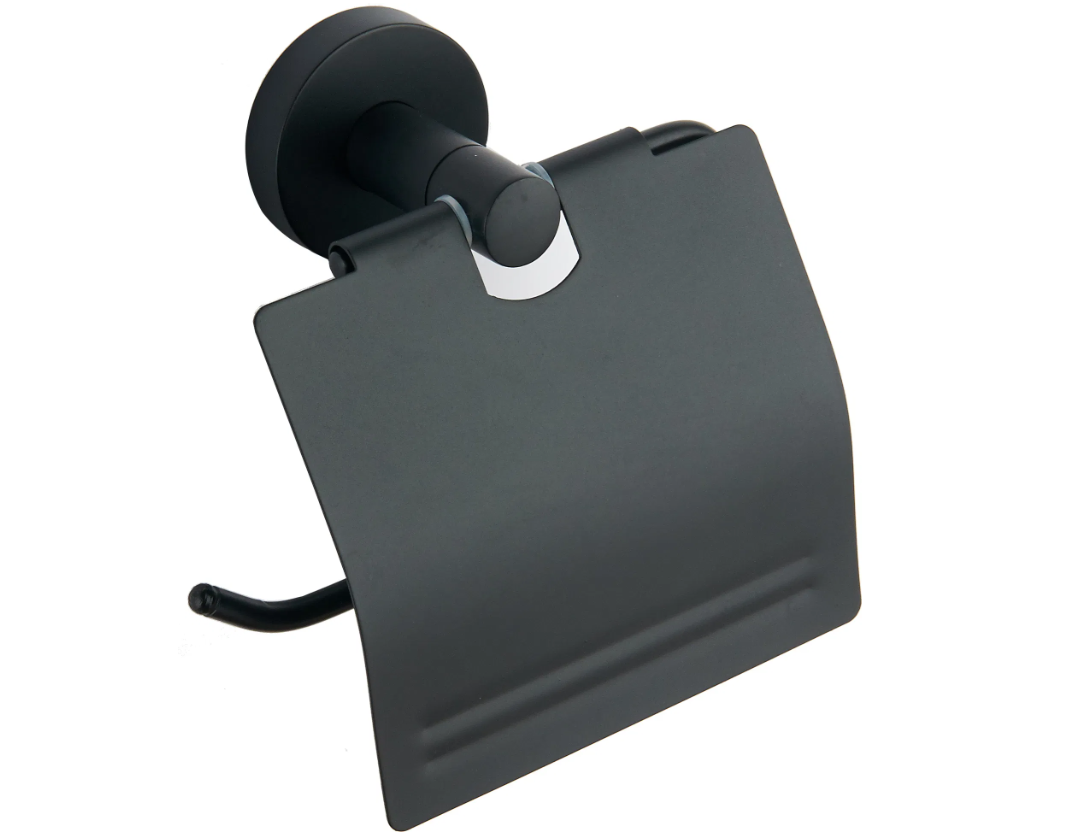 Тримач для туалетного паперу з кришкою VBI VENUS BLACK