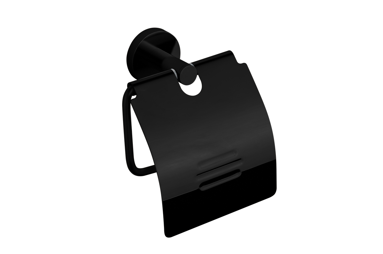 Тримач для туалетного паперу з кришкою VBI URANUS BLACK