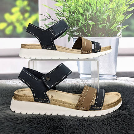 Босоніжки жіночі Inblu сині шкіряні 4466, фото 1