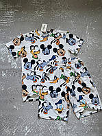 Білий чоловічий яскравий літній спортивний костюм з трендовим мультяшним принтом SHOP OP