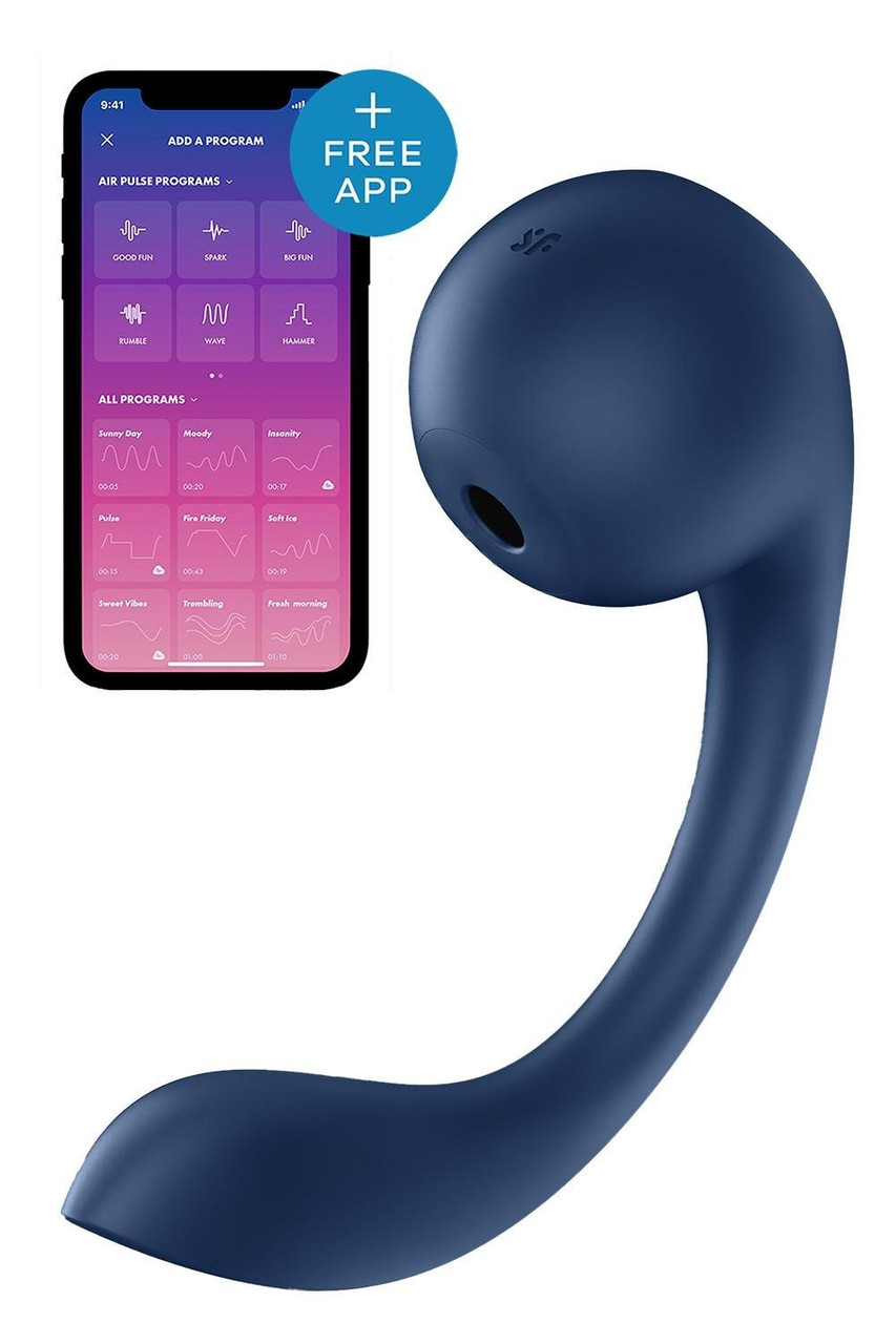 Вібратор для точки G та клітора Satisfyer Pro+ Wave 4 Connect App з додатком, синій, фото 1
