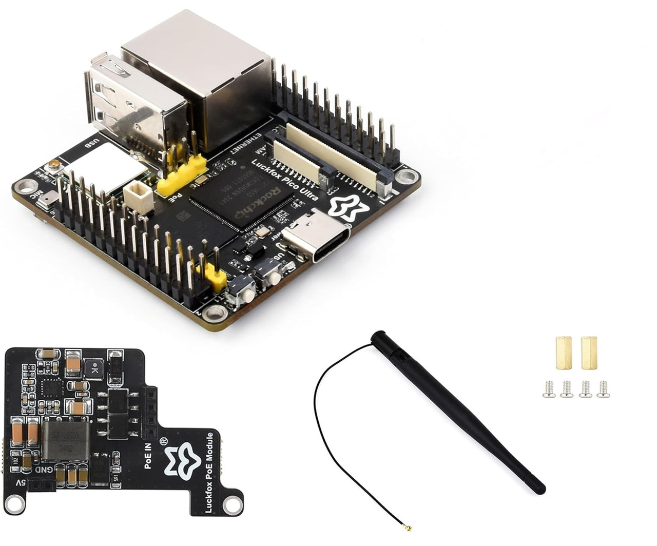 Плата розробки LuckFox Pico Ultra W + POE, RV1106, підтримка Linux, для проектів з комп’ютерним зором, фото 1