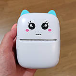 Бездротовий міні принтер X1 Котик бірюзовий дитячий термопринтер Bluetooth для телефону 12 рулонів + фломастери, фото 7