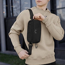 Чоловіча чорна сумка з кишенями на замку Pobedov Practical UN