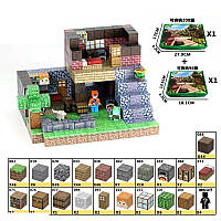 Великий конструктор Minecraft магнітний 292 деталі, набір із фігурками персонажів