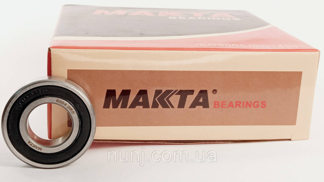 Підшипник 6004-2RS-МАКТА МАКТА (180104) розміри: 20*42*12 кульковий радіальний закритий, фото 1
