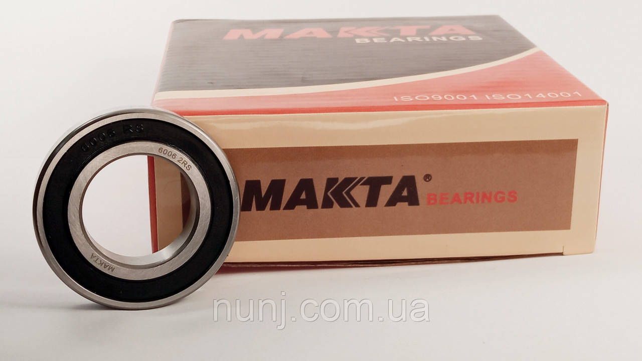 Підшипник 6006-2RS-МАКТА МАКТА (180106) розміри: 30*55*13 кульковий радіальний закритий, фото 1