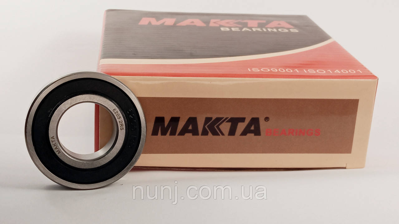 Підшипник 6205-2RS-МАКТА МАКТА (180205) розміри: 25*52*15 кульковий радіальний закритий, фото 1