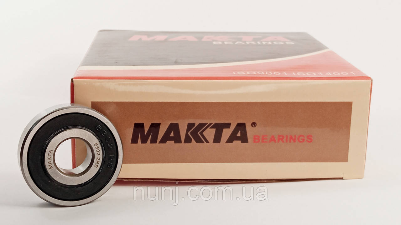 Підшипник 6302-2RS-МАКТА МАКТА (180302) розміри: 15*42*13 кульковий радіальний закритий, фото 1