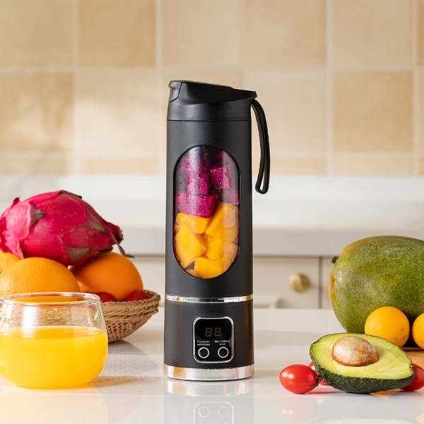 Блендер портативний USB 1500 мАч Juising Cup HP-118 Чорний, фото 1