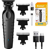 Тример Kemei KM-2299 акумуляторний з USB-зарядкою та 3 насадками, фото 2