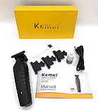Тример Kemei KM-2299 акумуляторний з USB-зарядкою та 3 насадками, фото 5