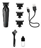 Тример Kemei KM-2299 акумуляторний з USB-зарядкою та 3 насадками, фото 7