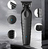 Тример Kemei KM-2299 акумуляторний з USB-зарядкою та 3 насадками, фото 9