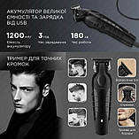 Тример Kemei KM-2299 акумуляторний з USB-зарядкою та 3 насадками, фото 10