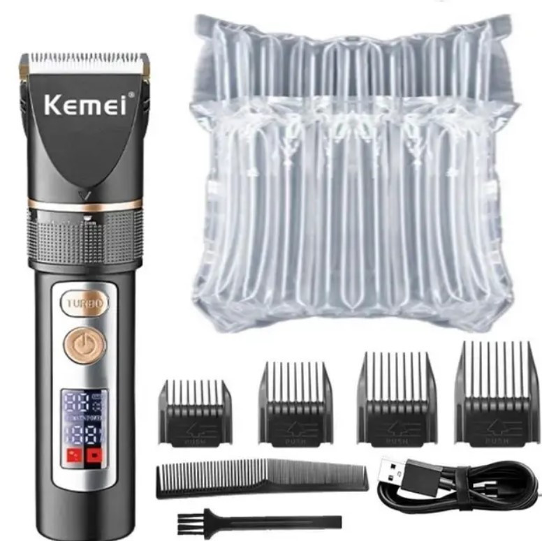 Тример Kemei KM-5073 акумуляторний з ЖК-дисплеєм і 4 насадками, фото 1