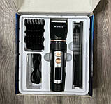 Тример Kemei KM-5073 акумуляторний з ЖК-дисплеєм і 4 насадками, фото 4