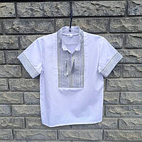 Вишиванка дитяча з коротким рукавом для хлопчика, біла