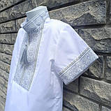 Вишиванка дитяча з коротким рукавом для хлопчика, біла 12 років, фото 5