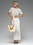 Костюм VIVA  жіночий ажурний кофта короткий рукав спідниця зі шнурком 42/46 молочний, фото 2
