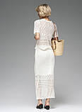 Костюм VIVA  жіночий ажурний кофта короткий рукав спідниця зі шнурком 42/46 молочний, фото 4