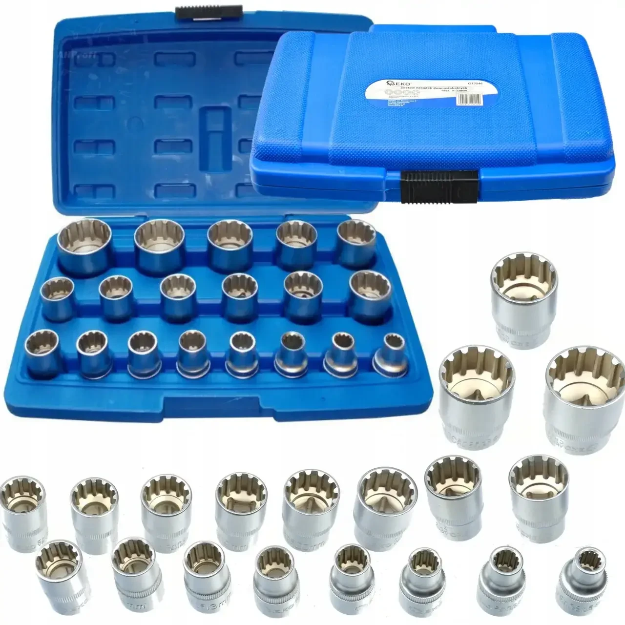 Набір 12-гранних головок із профілем Gear Lock 8-32 мм 19 шт. Geko G13546