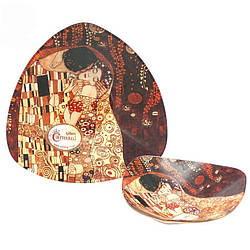 Скляна тарілка Г. Клімт Поцілунок Carmani, 17х17 см (198-1131)