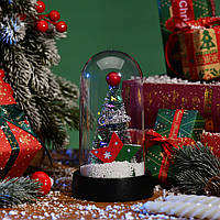 Ялинка в колбі із зіркою, Led-підсвіткою, 15х9 см, живлення від 3*LR44