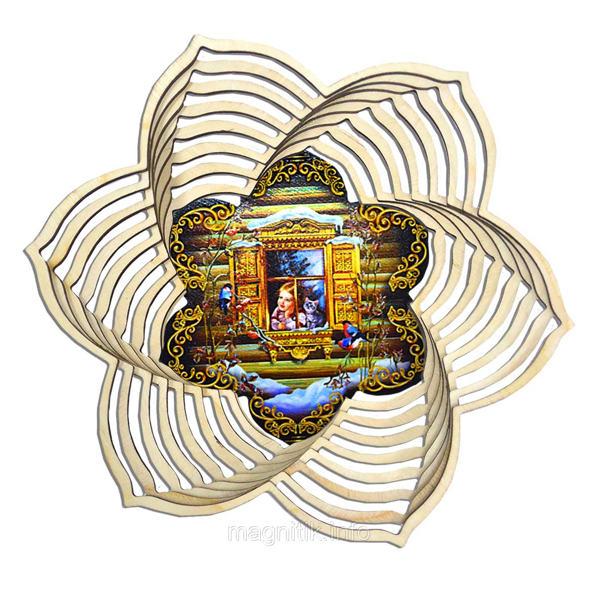 Сувенірна сухарниця С4 "Дівчинка з кошеням у вікні", фото 1