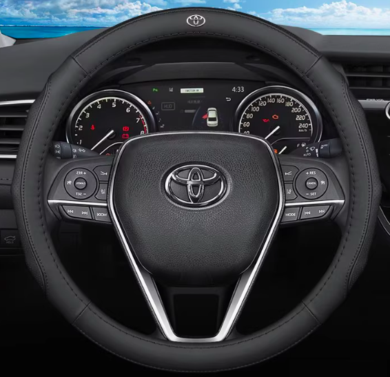 Чохол на кермо для автомобіля Toyota з натуральної шкіри, фото 1