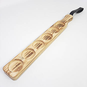 Дерев’яна підставка для 6 чарок, 42×5,5×2 см, натуральне дерево (KG-12877)