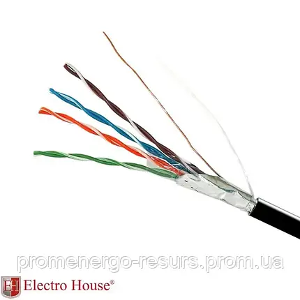 Кабель FTP 4х2х0,51 CCA (зовнішній монтаж, зі сталевим дротом), фото 1
