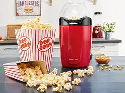 Апарат для приготування попкорну попкорниця червона SilverCrest 1200 Вт мірна ложка знімна кришка антипригарна поверхня